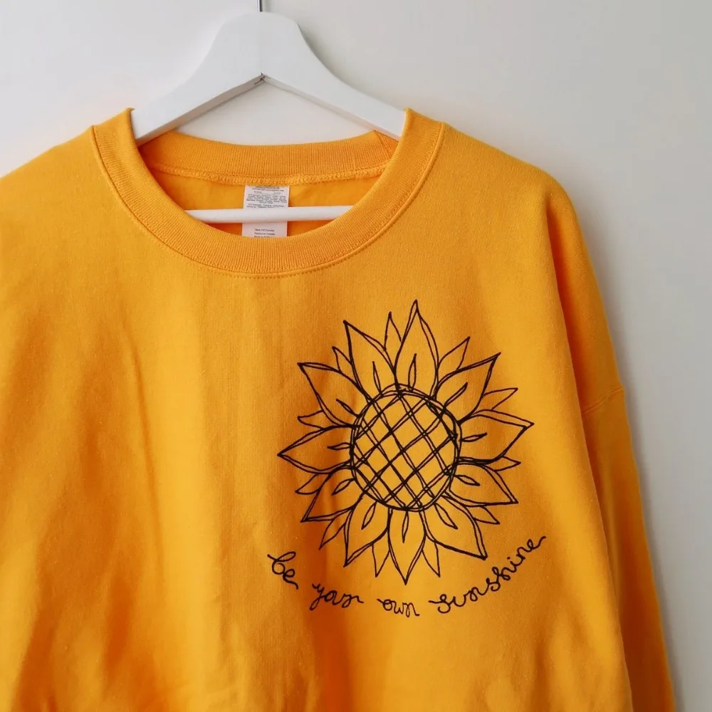 Свитер с надписью You Are My Sunshine женская одежда принтом в виде подсолнуха уличная