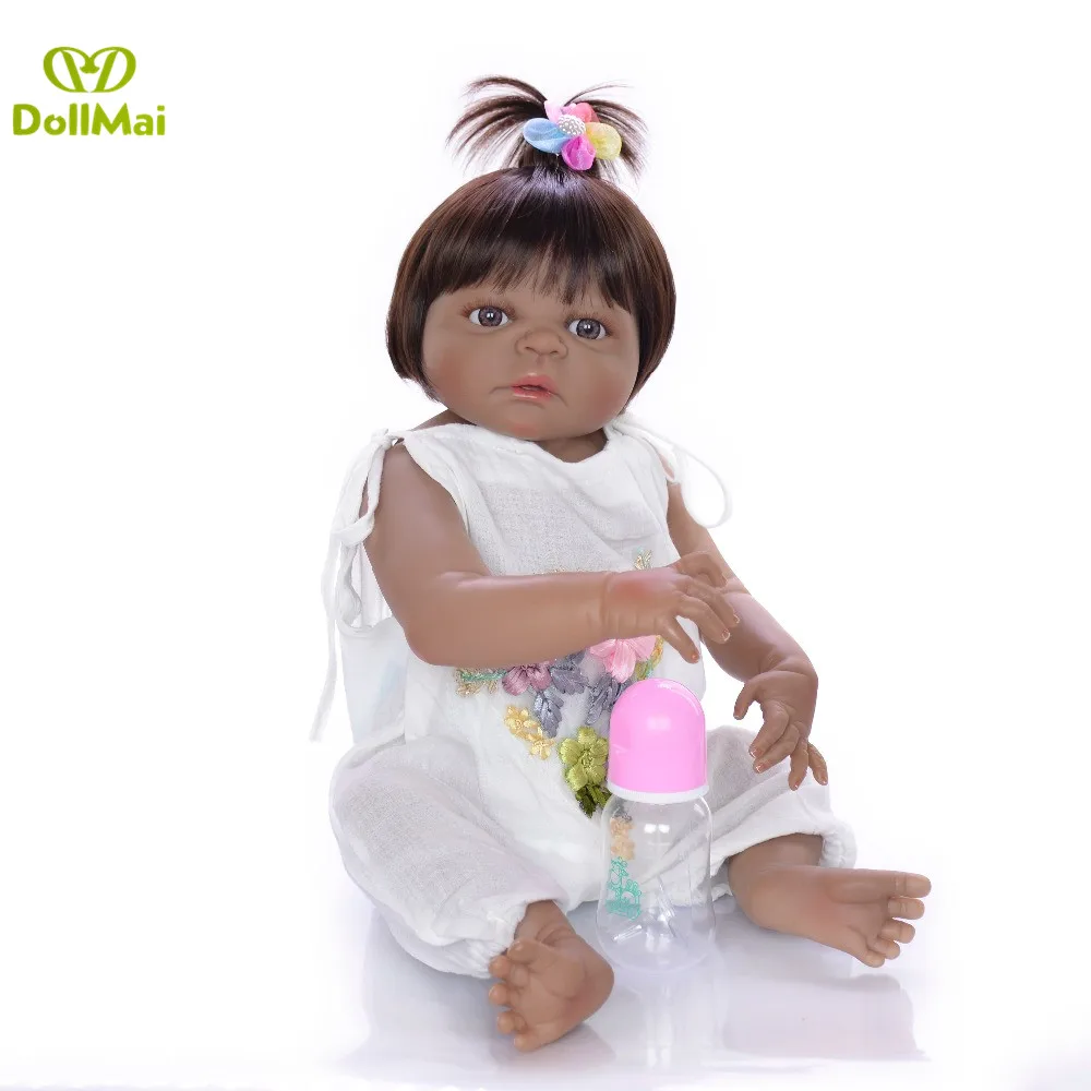 55 см силиконовая кукла Reborn Baby 22 дюйма черная кожа новорожденная девочка