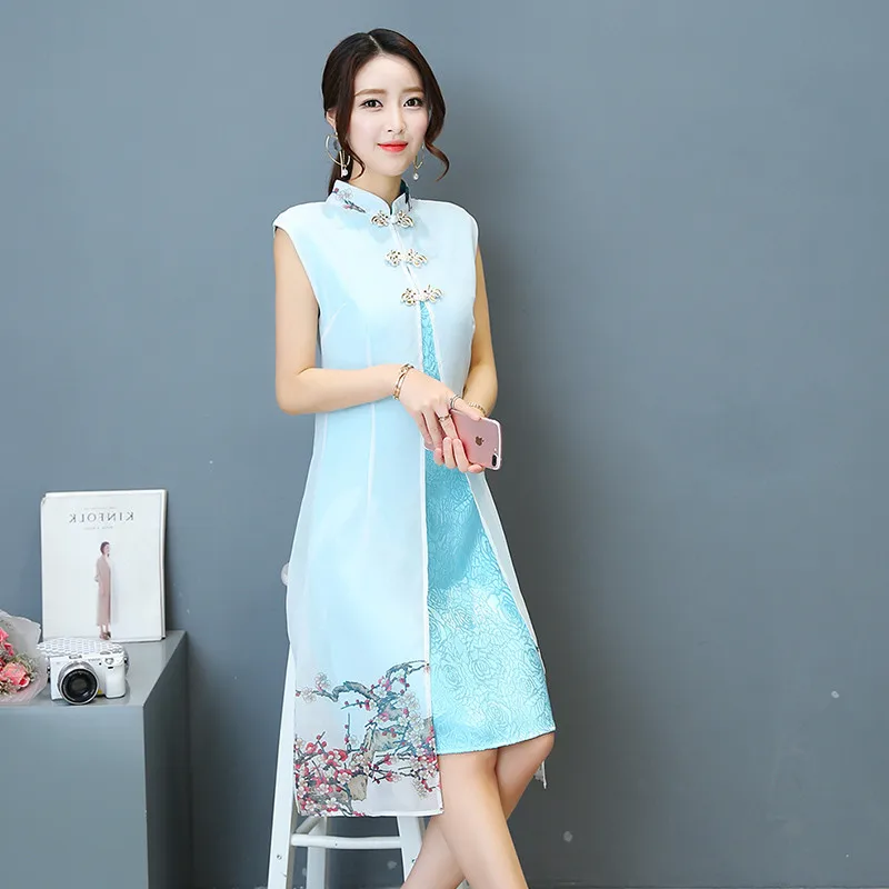 aodai cheongsam платье традиционная Восточная одежда ao dai платья короткое Кружевное платье для женщин вьетнамское платье Ципао - Цвет: color1
