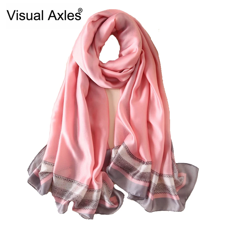 2020 весны длинный шелковый платок Для женщин Роскошные 100 чистого шелка шарф