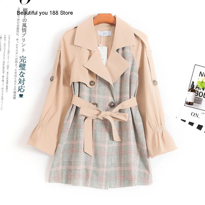 

single special double-breasted mid-length coat with belt windbreaker