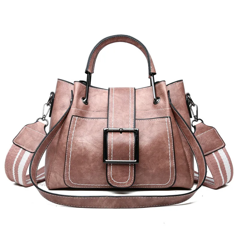 

Qyahlybz vintage leather luxury women brand handbags female large capacity tote bags women's black bucket crossbody bags