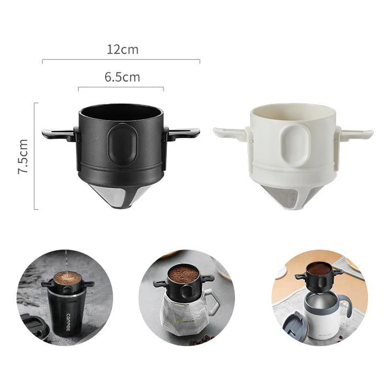 

Coffee Filter Portable Stainless Steel Drip Coffee Tea Holder Funnel Baskets Reusable Tea Infuser and Stand Coffee Dripper