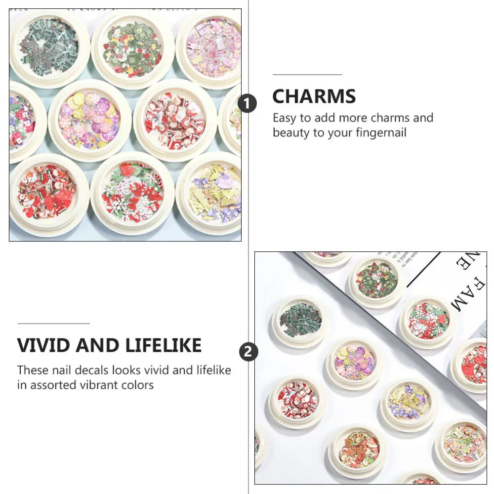 

12 Boxes Christmas Xmas Nail Art Slice Nail Flakes Decals Sticker Decorations