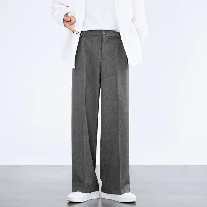 

Solid Color Formal Suit Pants Men Korean Fashion Loose Casual Pants Men Harajuku Streetwear Wide-leg Straight-leg Pants Men