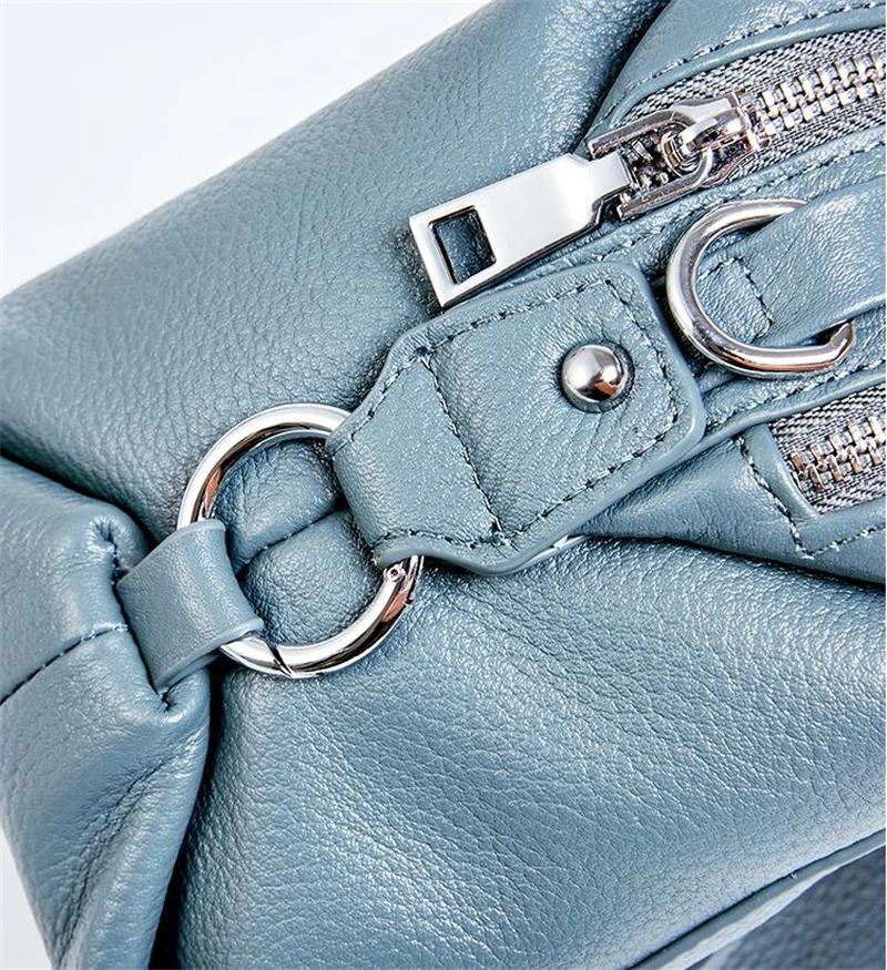 

High-end Genuine Leather Women Shoulder Bag Double Straps Fashion Lady Boston Bag