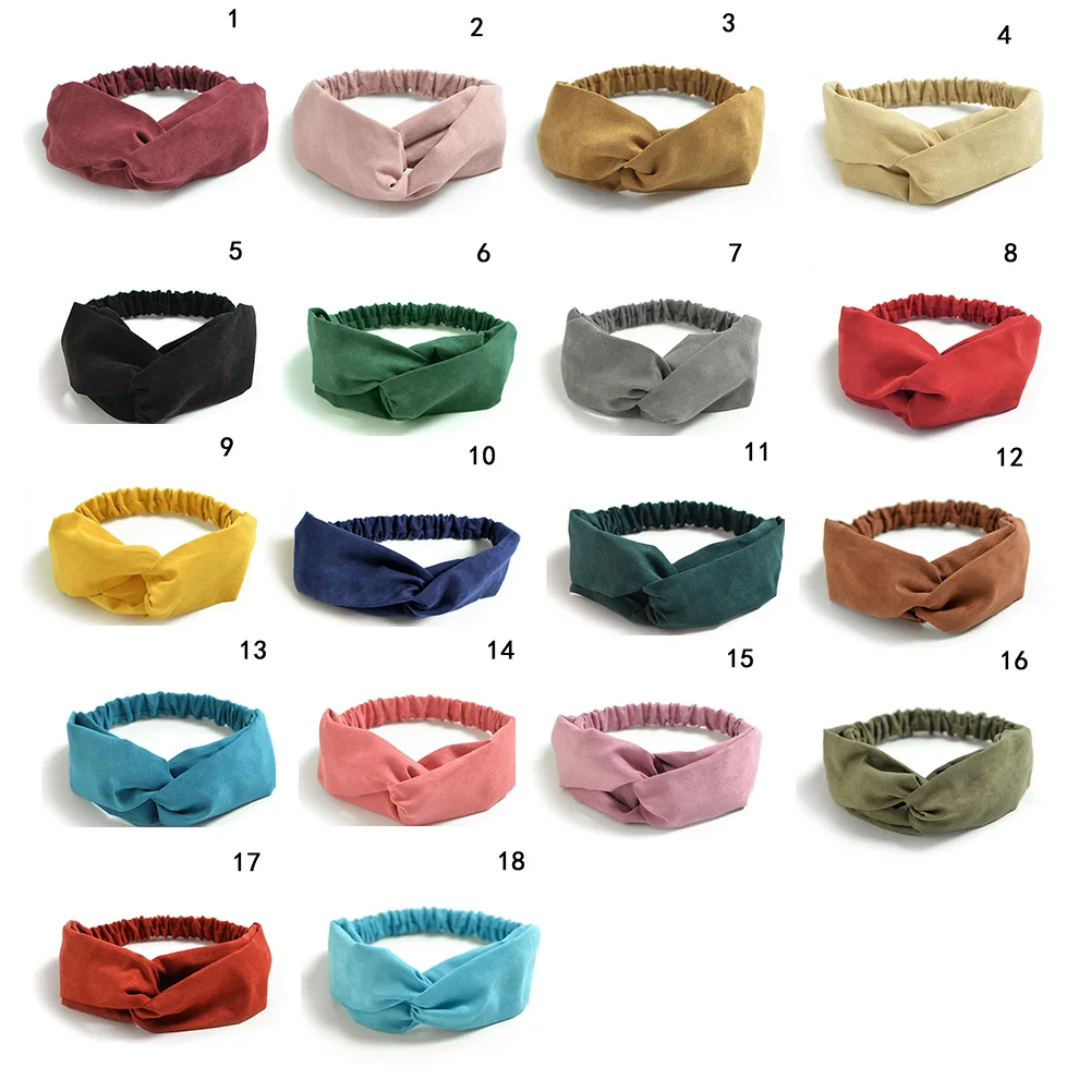 

Women Spring Suede Headbands Vintage Cross Knot Elastic Hairbands solid Girls Hairband Hair Bands Hair Accessories headwear