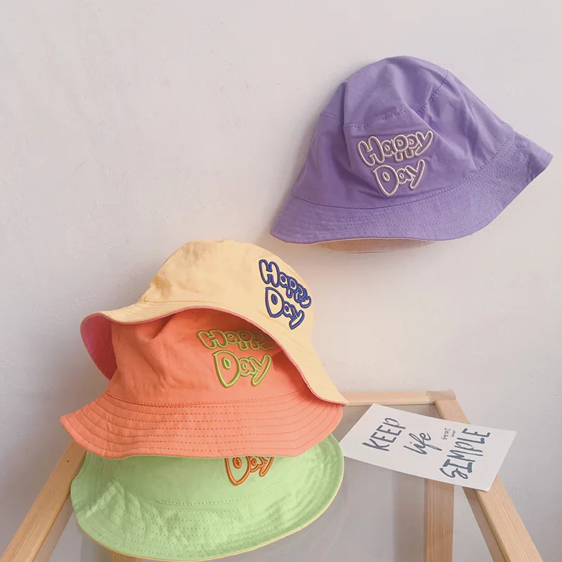 

Children's fisherman hat spring and autumn new double-sided big eaves hat sunshade and sun protection summer baby hat