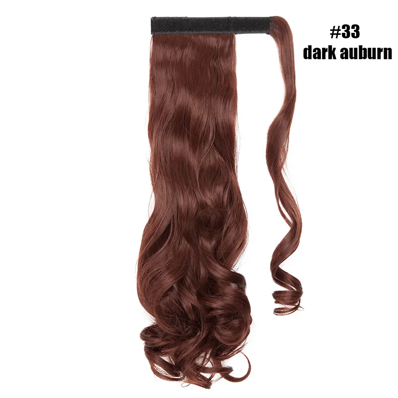 dark auburn S-noilite 1" поддельные волосы конский хвост длинные волнистые обертывания вокруг шиньонов Клип в конский хвост синтетический клип в наращивание волос для женщин - Цвет: dark auburn