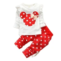 girls clothing sets mickey children clothes set cotton bow tops t shirt leggings pants baby kids 2 pcs suit costume for 0 4 year