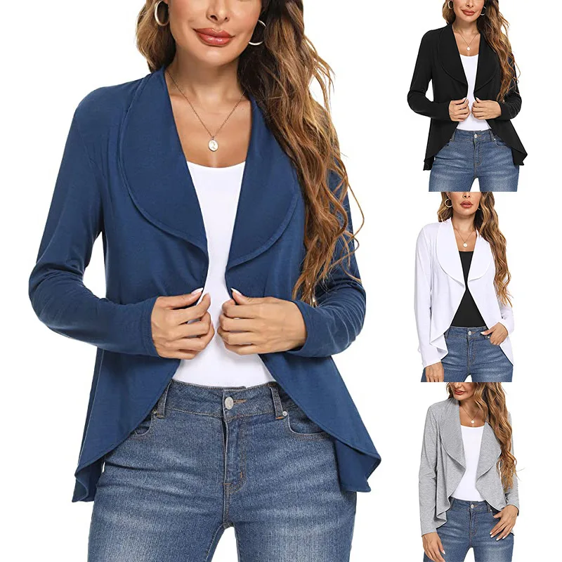 

Женский облегающий кардиган, однотонный облегающий кардиган с длинными рукавами и драпировкой, Осень-зима 2021