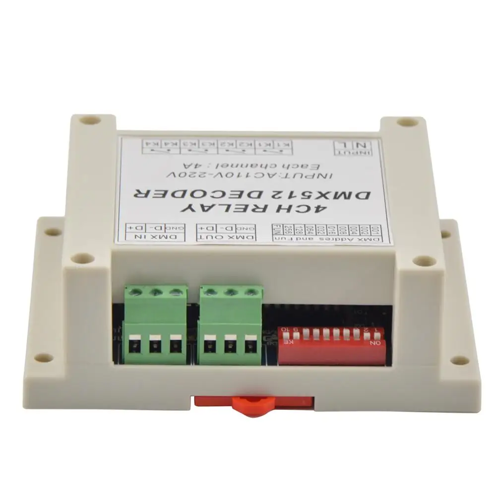 10 шт. AC110-220V 4CH контроллер декодер RGB Светодиодные полосы света DMX-RELAY-4CH-220 dmx512 3P