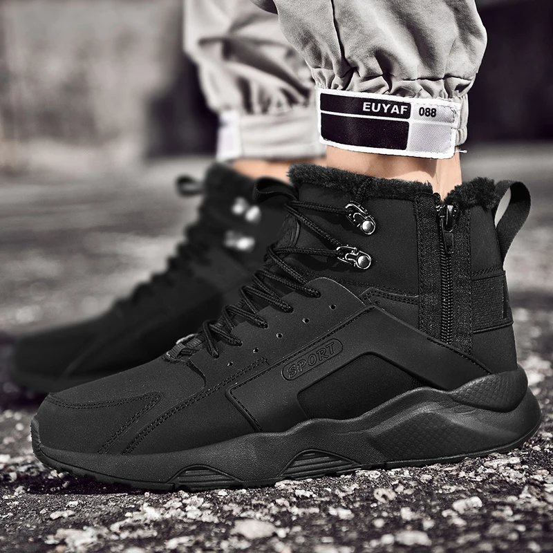 

Winter Fur Snow Boots Men Boots Plush Warm Male Casual Boot Sneakers Outdoor Boots Brand Leather Ankle Snow Waterproof 39-46 Fit