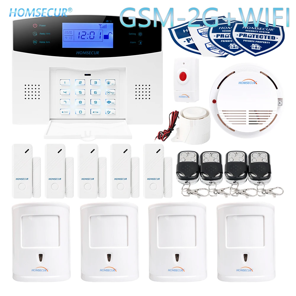 

HOMSECUR Wireless&Wired WIFI GSM-2G Home House Alarm System with Smoke Detector