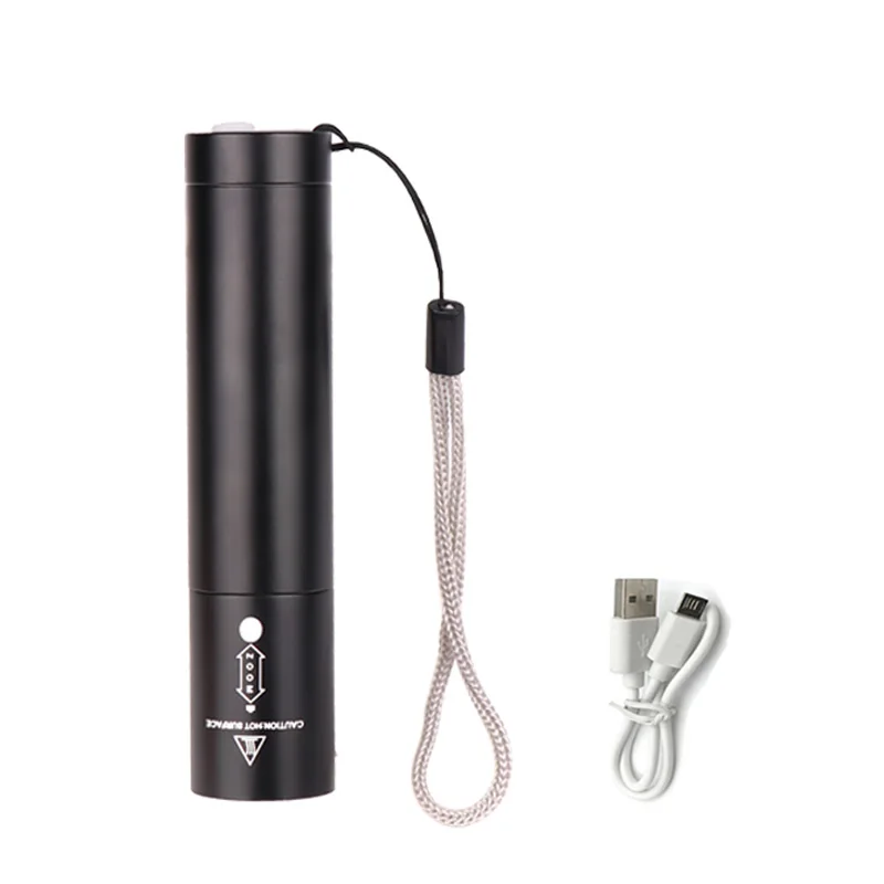 Black Zk20 T6 Портативный USB светодиодный фонарик 3 режима масштабирования перезаряжаемый фонарь для кемпинга/пешего туризма велосипедный светильник со встроенным аккумулятором - Испускаемый цвет: Black