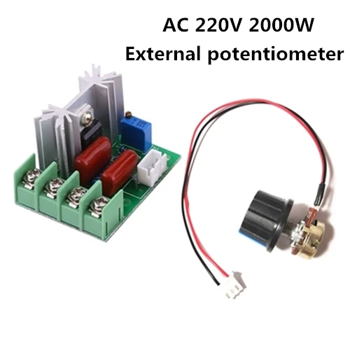 2000W Potentiometer AC 220 В 2000 Вт SCR регулятор напряжения Диммеры Регулятор скорости двигателя термостат электронный регулятор напряжения модуль - Цвет: 2000W Potentiometer