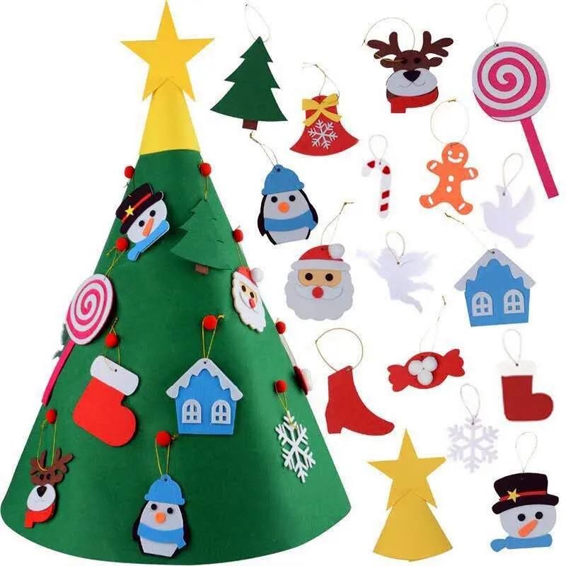 

Наша теплая войлочная Рождественская елка «сделай сам», снеговик с украшениями, искусственная Рождественская елка, детские игрушки, украше...