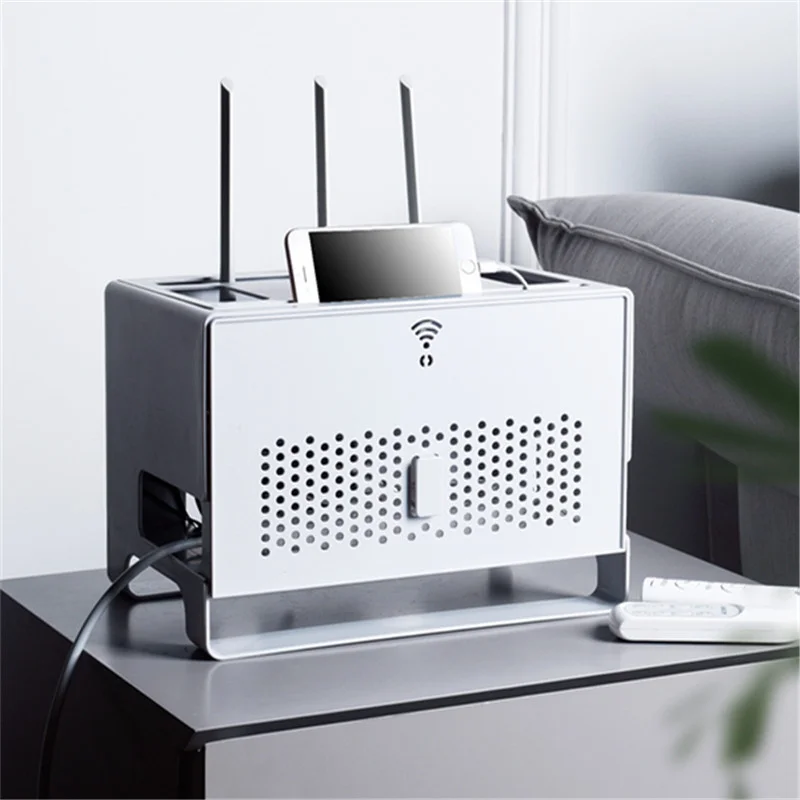 

Router Storage Box Desktop Wifi Router Organizer Socket Wire Organizer Box TV Set Top Box Storage Rack Office Home Organizer