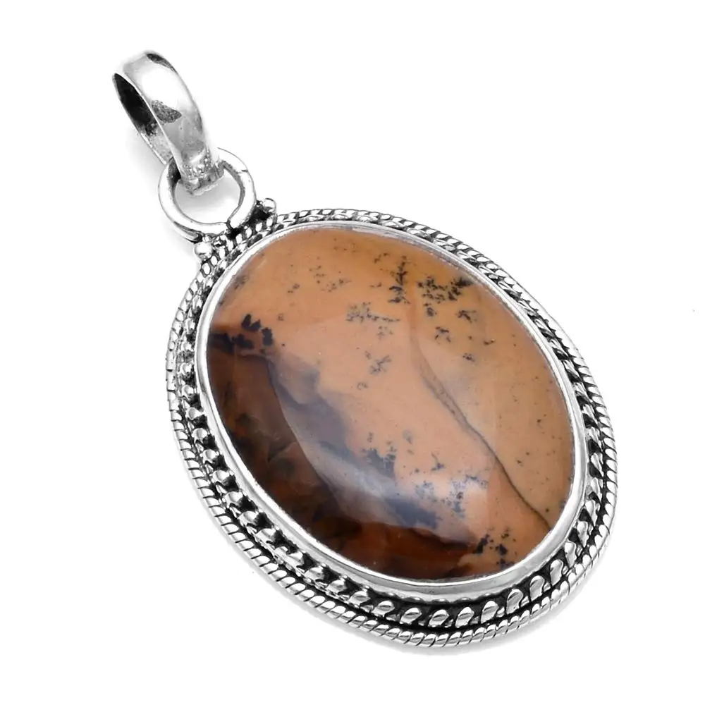 

Genuine Dendrite Opal Pendant 925 Sterling Silver, 41.8 mm, 2SP0362