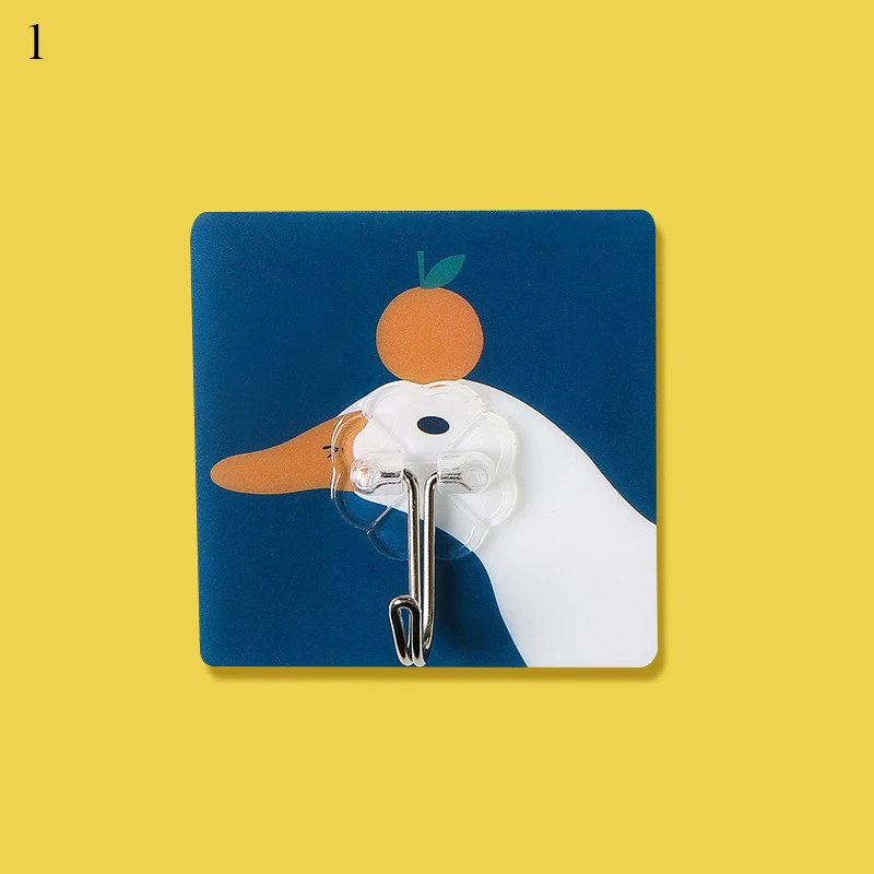 

Cartoon Animal Hooks Fruit Printing PVC Wall Hook Home Decor Wall Decoration Kitchen Strong Sticky Storage Hook Cute Duck Hanger