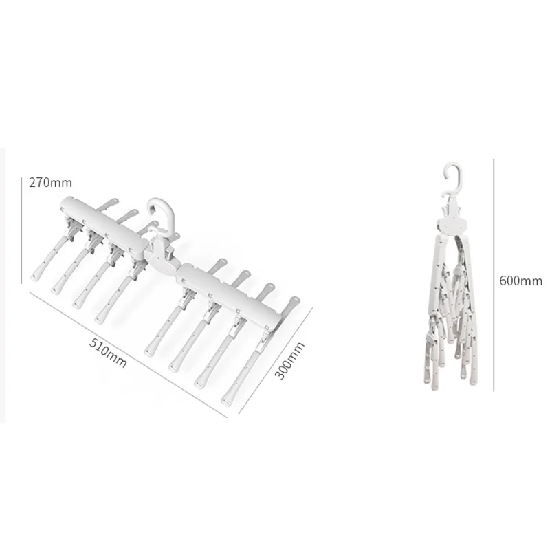 

Multifunctional Children's Hanger Storage Hooks for Magic Drying White Color Foldable Clothes Rack