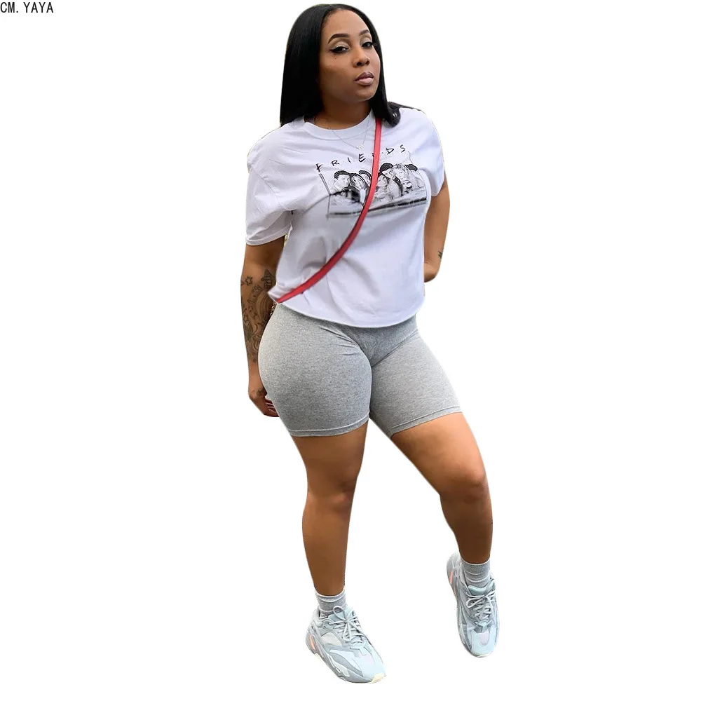 CMYAYA Женская летняя футболка с круглым вырезом и рисунком персонажа короткий