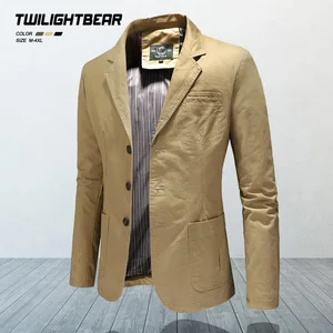 New Men's Blazers Male Spring Autumn Pure Cotton Solid Casual Blazer Men Clothing Outerwear Suit Jac in India