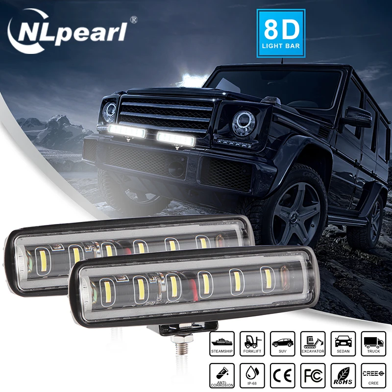 

Nlpearl 2x 8D 18W LED Work light/Light Bar Offroad Trucks Tractors Boats 4x4 SUV ATV Car Spotlight Beam LED Light Bar 12V 24V