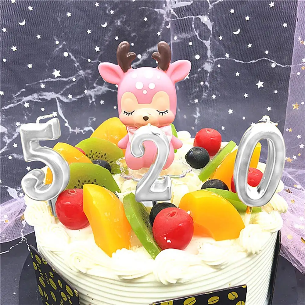 1 шт. Свеча в виде цифр на день рождения для торта серебряные свечи с цифрами 0 9