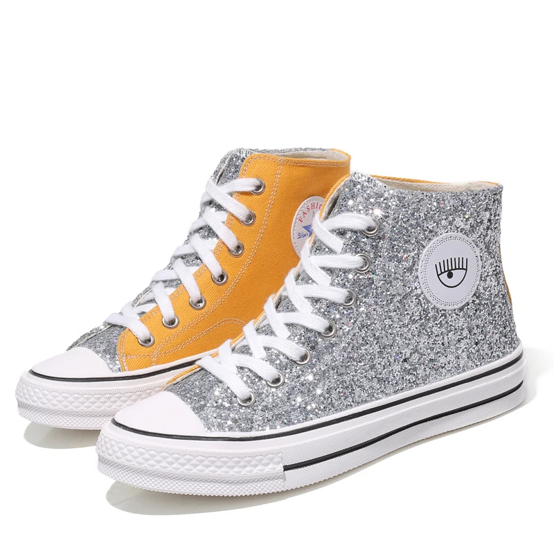 

Women's skateboarding shoes classic two color stitching contrast canvas high top sports , comfortable and durable