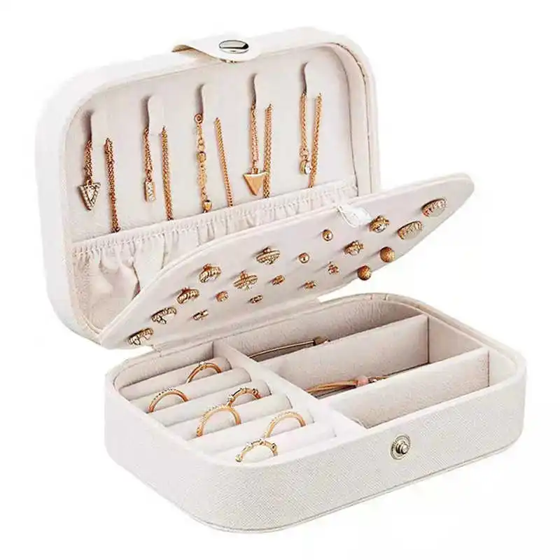 

Jewelry Box Double layer Buckle Jewelry Necklace Storage Exquisite Portable Makeup Storage Necklaces Beauty Box