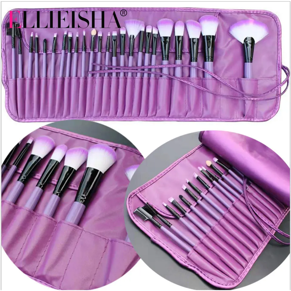 Набор кистей для макияжа ELLIEISHA Pink профессиональные кисти из натуральной козьей