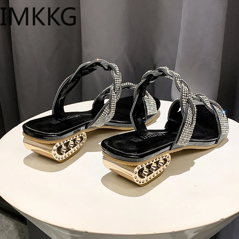Shoes woman Summer Flip Flops Women Crystal Slippers low heel Soft Bling Female Outdoor Ladies Slides Beach Zapatos Mujer|Тапочки| |