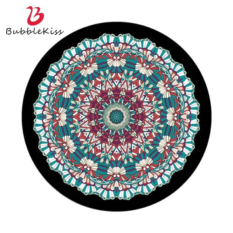 

Bubble Kiss Retro Floral Carpets For Bedroom Blue Green Mandala Flower Ethnic Style Area Rugs Living Room Floor Mat Home Decor