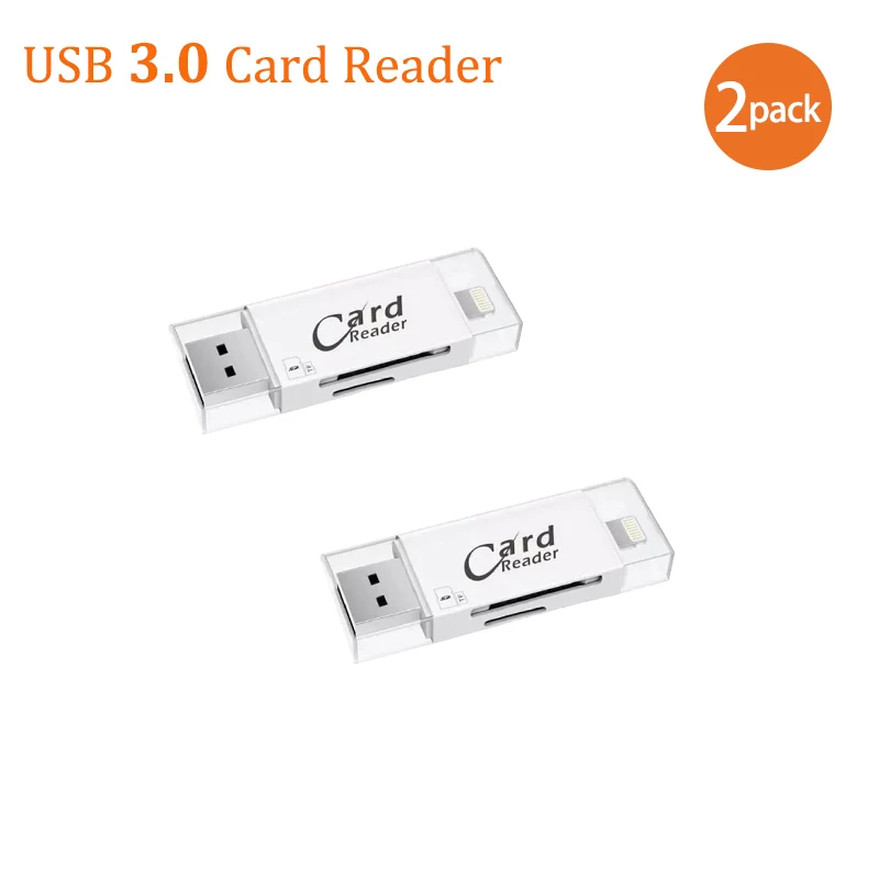 USB3.0 White 2 piece USB 3,0 устройство для чтения карт Lightning OTG флэш-накопитель microSD TF карта памяти Адаптер для iPhone 5 5S 6 7 8 X S6 S7 Edge - Цвет: USB3.0 White 2 piece