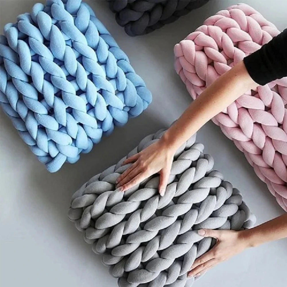 Одеяло для ручного вязания сделай сам очень толстая пряжа из мягкой Мериносовой