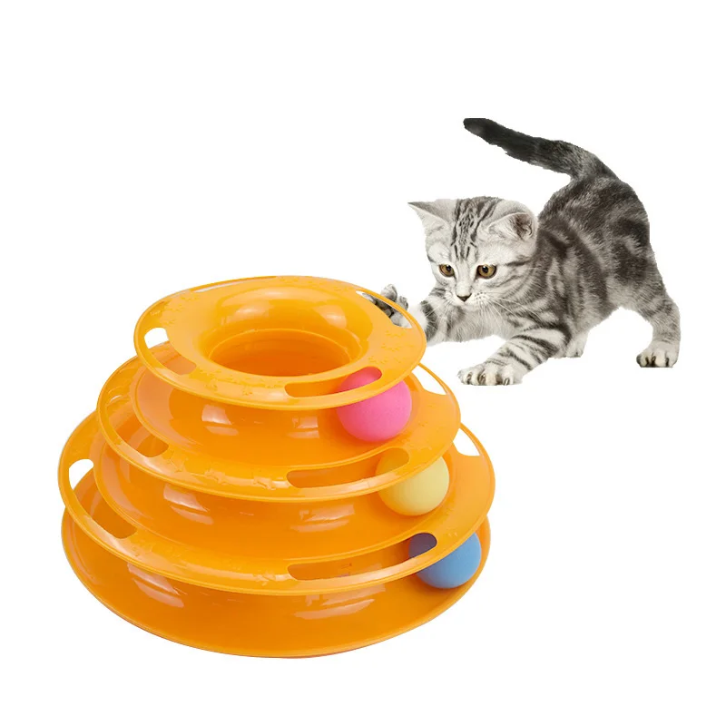 

Pet Cat Toy Cat Cute Turntable Ball Interactive Pets Toys Three Layers Teaser Mouse Pet Kitten Young Pet Supplies Accessories