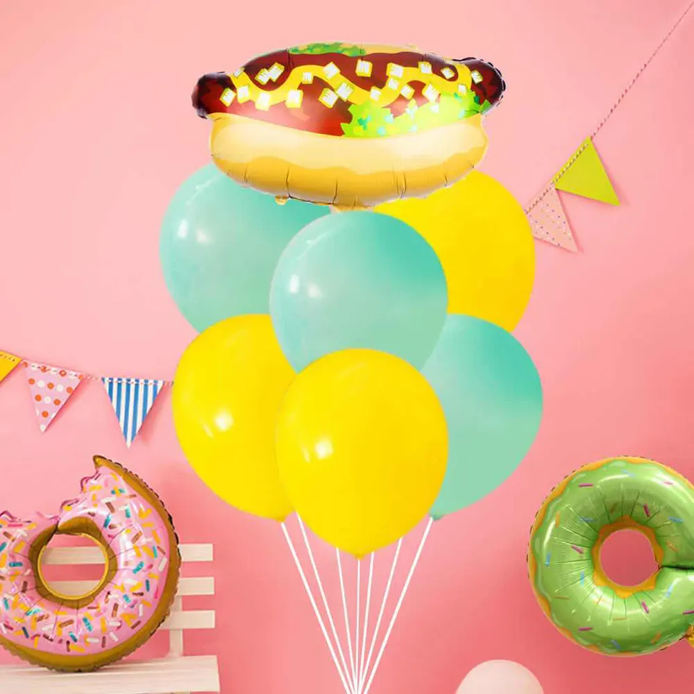 

Donut Hamburger Foil Balloon Colorful Latex Balloon Birthday Balloons Party Decoration Helium Balloon Baby Shower Party Supplies