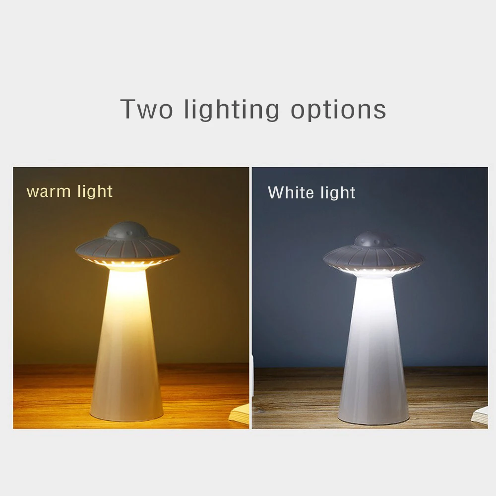 

LED Night Light UFO Design USB Rechargeable Kids Table Lamp Dimmable Reading Flicker-Free Light Smart Night Light Bedside Lamp