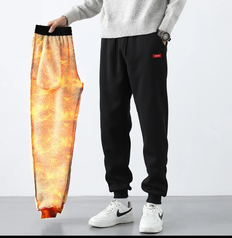 

Winter New Casual Pants Men Plus Velvet Warm Jogging Pants Drawstring Loose Sweatpants Comfortable Plus Size Sportswear штаны