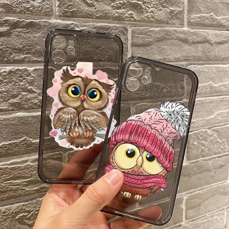 

Cute animal Owl Phone Case Transparent for iPhone 7 8 11 12 se 2020 mini pro X XS XR MAX Plus