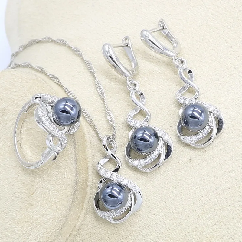 Комплект из колье серёг кольца и браслета серебристого цвета|Ювелирные наборы