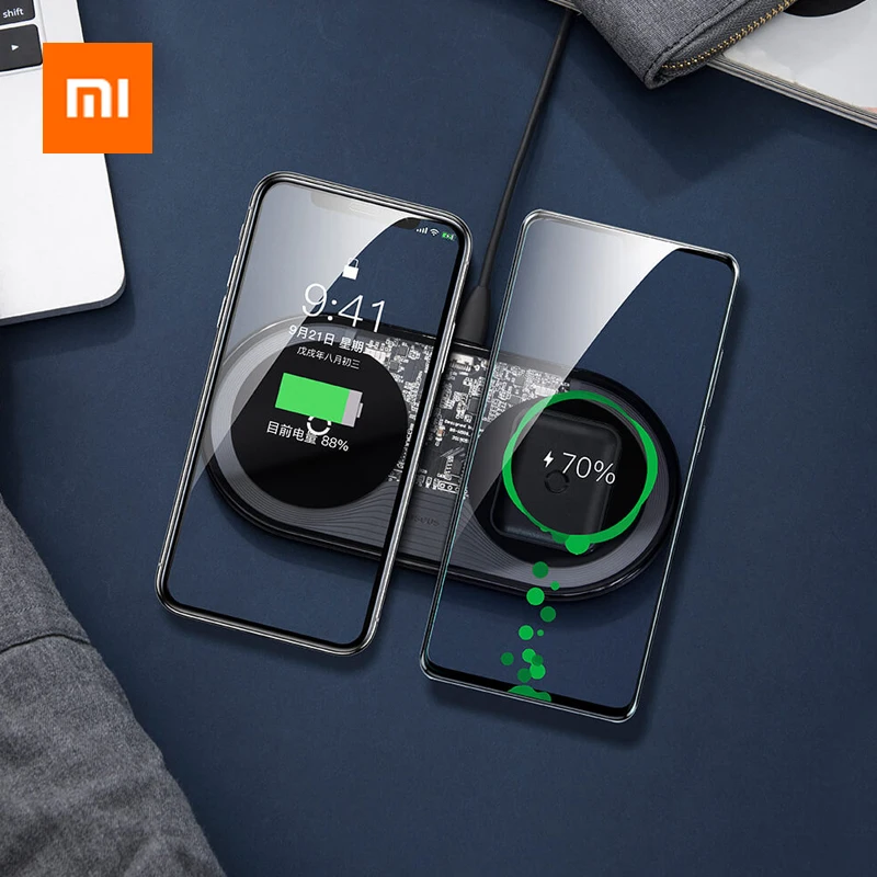 Xiaomi Qi Беспроводное зарядное устройство Быстрая Беспроводная Полная нагрузка 3 в 1