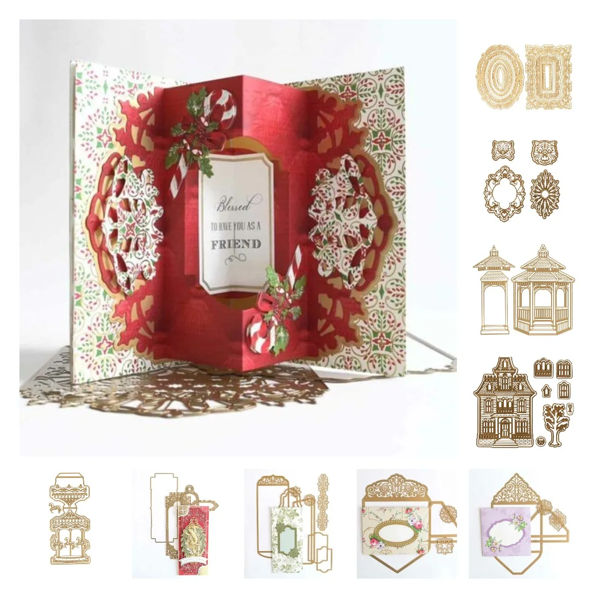 

Christmas Carved Background Metal Cutting Die Embossing Template Diy Greeting Card Scrapbook Diary Decoration Template 2021 New