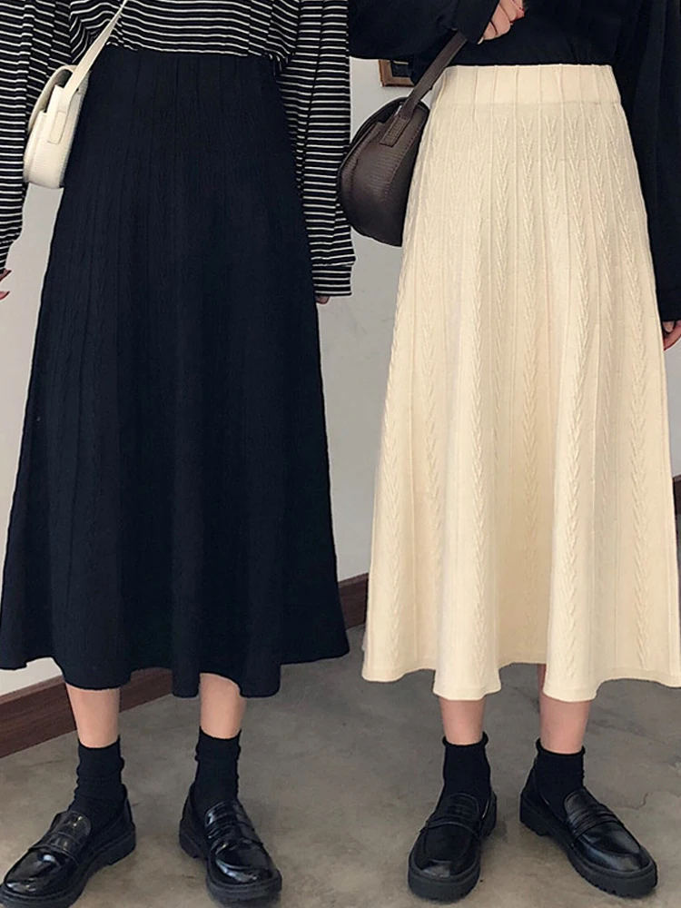 WERUERUYU женская элегантная эластичная льняная гофрированные длинные юбки с