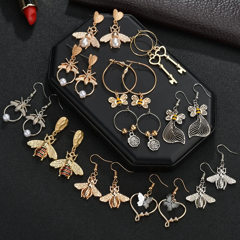 Корейские ретро серьги с имитацией жемчуга в виде сердца и бабочки модные