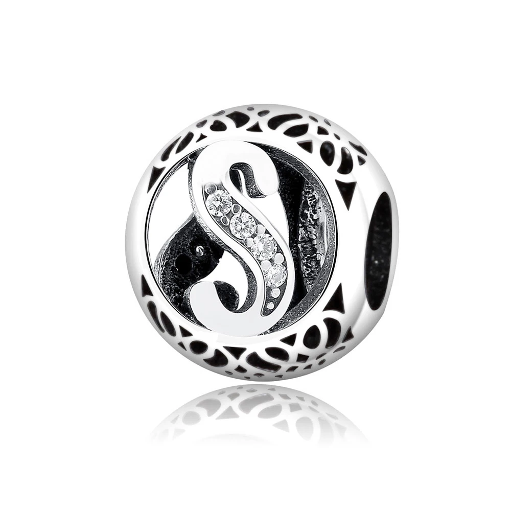 2020 Прямая поставка DIY Fit оригинальный Пандора Амулеты Браслет Алфавит буквы Шарм