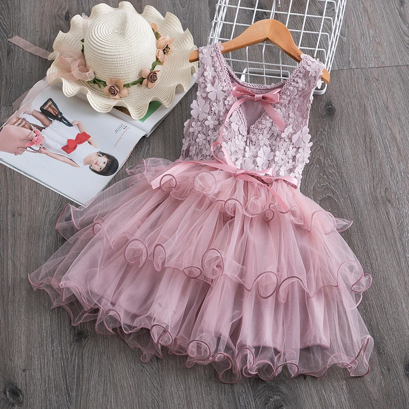 Baby Girls Clothes Little Princess Lace Cake Tutu Sashes Dress Summer Kids Birthday Pink Vestido Infantil Menina 3 5 8 Y | Детская