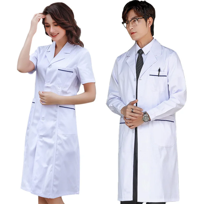 Одежда для медсестер и врачей мужчин женщин длинное пальто лаборатории