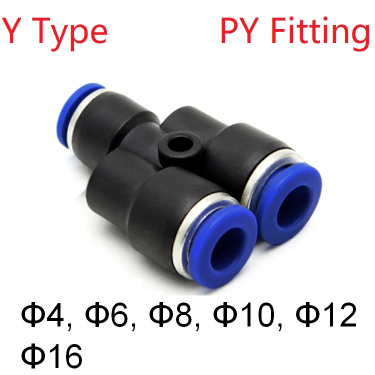 

Air Pneumatic Tube Fitting OD 4mm 6mm 8mm 10mm 12mm 16mm Y Type PY Plastic Quick Connector Push In Gas Pipe Hose Tee 3 Way Ports